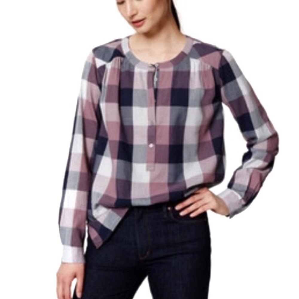 LOFT FLANNEL STYLE TUNIC BLOUSE SHIRT